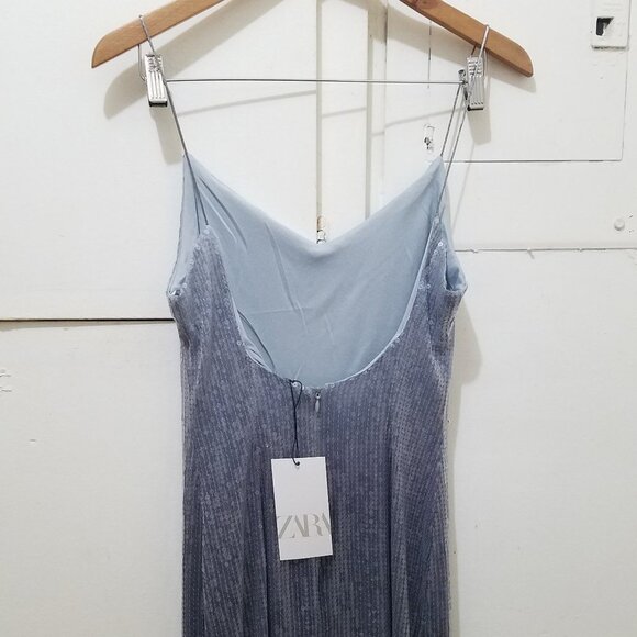 NWT SILVER DEGRADE SEQUIN MIDI SLIP DRESS - Picture 9 of 10